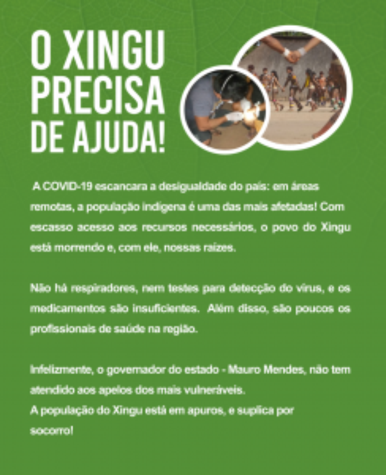 Apelo de ajuda ao Xingu