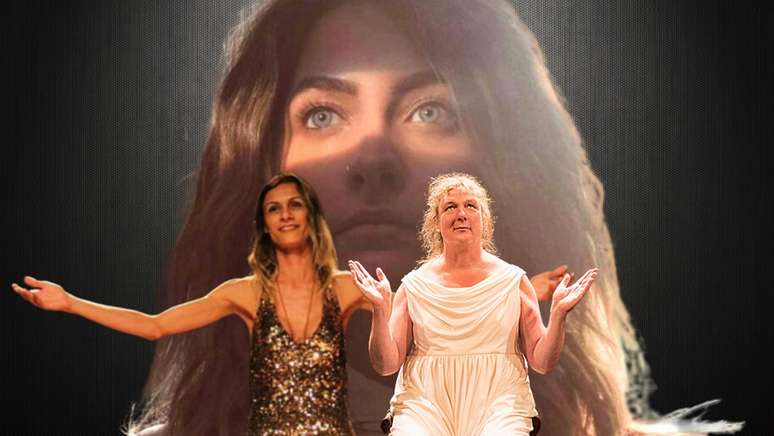 Ao fundo, Paris Jackson; à frente, Renata Carvalho e Jo Clifford: ousadia e militância transexual ao interpretar Cristo