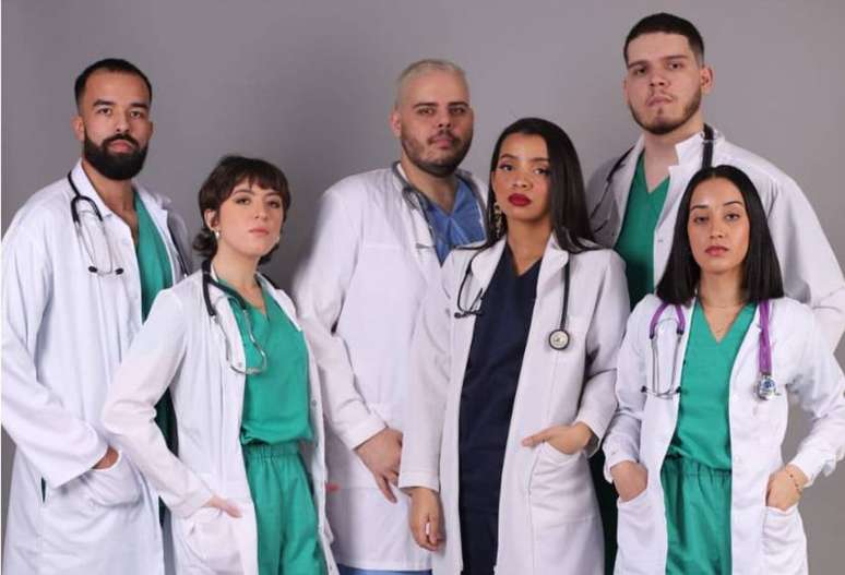 Médicos brasileiros Rodrigo Moreira, Camilla Franco, Chrysipo Aguiar, Camilla Rodrigues, Augusto Aguiar e Emanuela Ramos. 