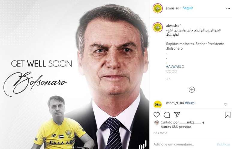 Al Wasl manifesta apoio a Jair Bolsonaro