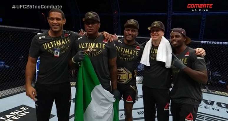 Usman dominou Masvidal e manteve o cinturão peso-meio-médio em sua posse (Foto: Reprodução Combate)