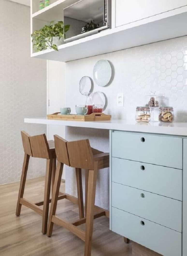 10. Invista na decora&ccedil;&atilde;o com azul tom pastel e branco para ambientes pequenos &ndash; Foto: Pinterest