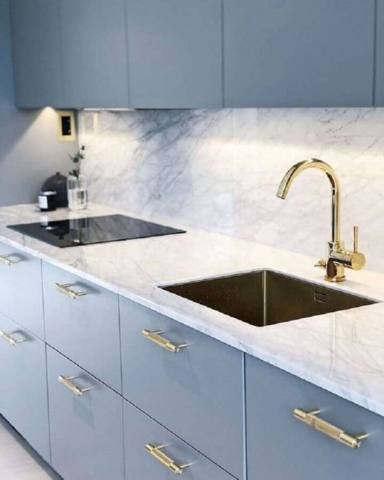 30. Voc&ecirc; pode usar a cor azul pastel junto com outras tonalidades de azul e criar um ambiente monocrom&aacute;tico &ndash; Foto: Pinterest