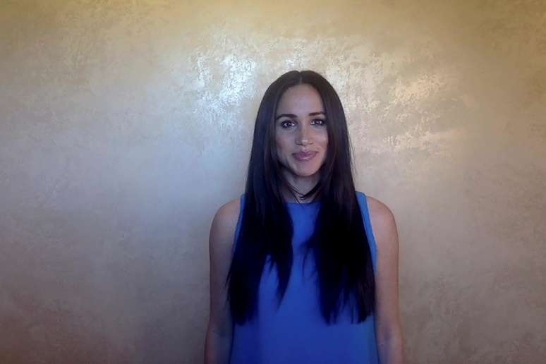 Meghan Markle, duquesa brit&acirc;nica de Sussex, durante transmiss&atilde;o pela internet
14/07/2020
Girl Up/A Duquesa de Sussex/Divulga&ccedil;&atilde;o via REUTERS