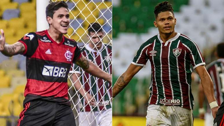 Pedro e Evanilson fazem duelo à parte nesta quarta (Fotos: Alexandre Vidal/Flamengo e Lucas Merçon/Fluminense)