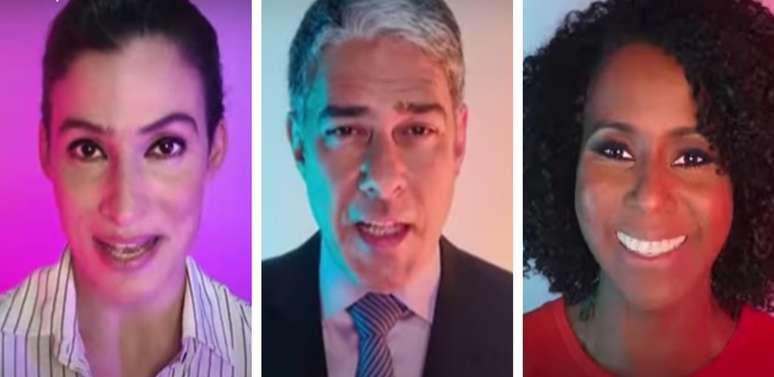 Renata Vasconcellos, William Bonner e Maju Coutinho na campanha: reforço à liderança do canal entre as TVs brasileiras