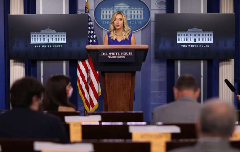 Kayleigh McEnany, secretária de Imprensa da Casa Branca, durante briefing em Washington 
24/07/2020
REUTERS/Leah Millis