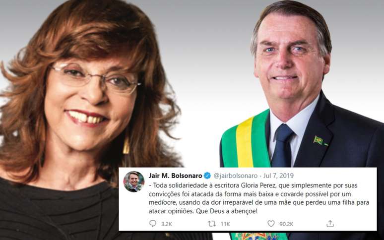Eleitora de Bolsonaro, Gloria Perez foi defendida pelo presidente no Twitter