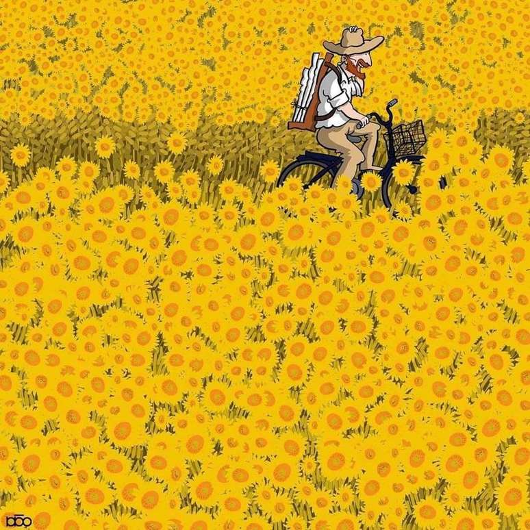  Ilustração do artista iraniano Alireza Karimi Moghaddam sobre Van Gogh