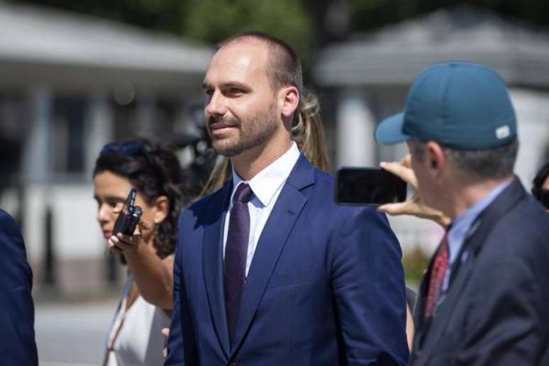 Eduardo Bolsonaro durante visita aos EUA, em agosto de 2019