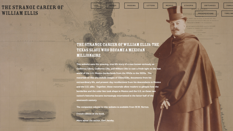 Site criado por historiador Karl Jacoby sobre história de William Ellis, williamhellis.com