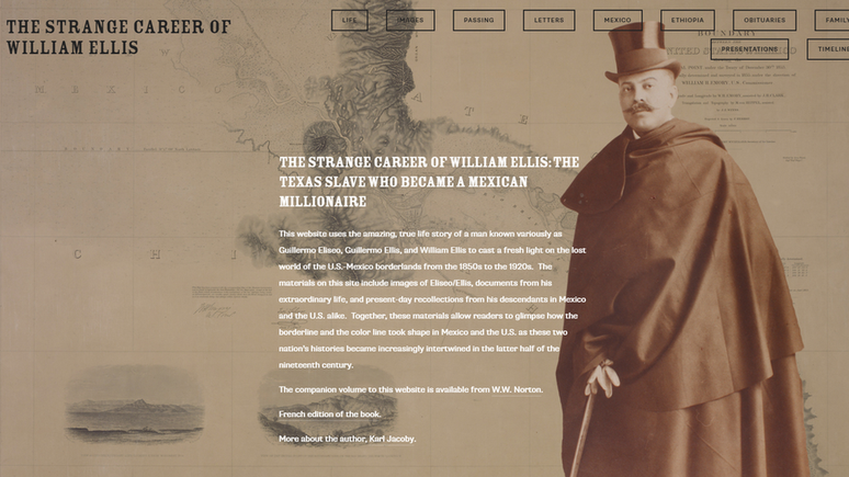 Site criado por historiador Karl Jacoby sobre hist&oacute;ria de William Ellis, williamhellis.com