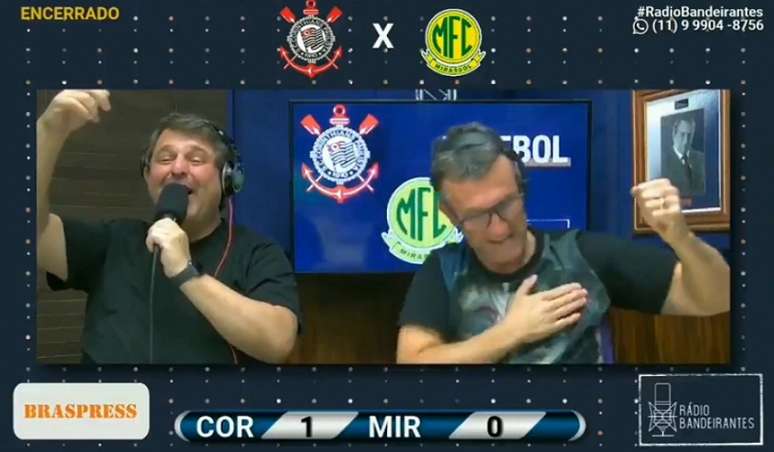 Neto vibra com gol do Timão (Foto: Reprodução / Youtube rádio bandeirantes)