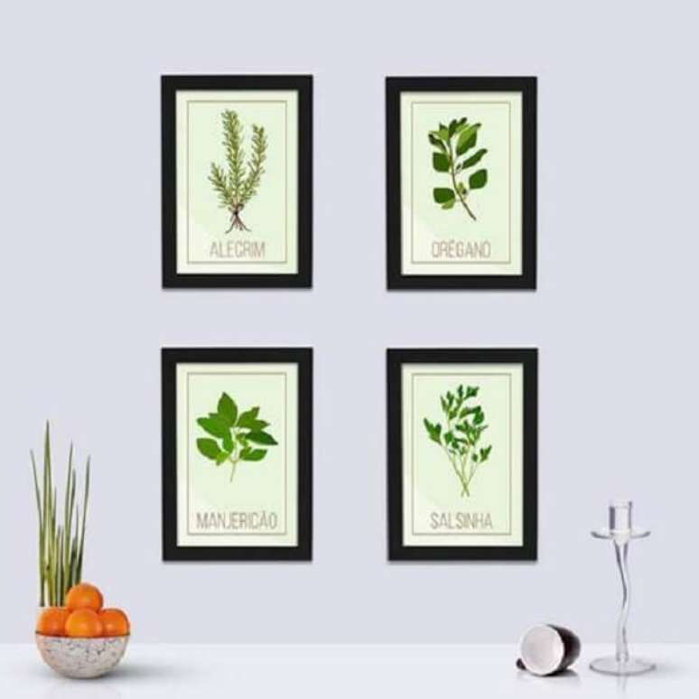 21. Quadros decorativos para cozinha com ervas e temperos. Fonte: Pinterest