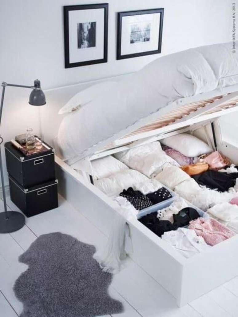 3. Quarto com cama box ba&uacute; casal &ndash; Via: Pinterest