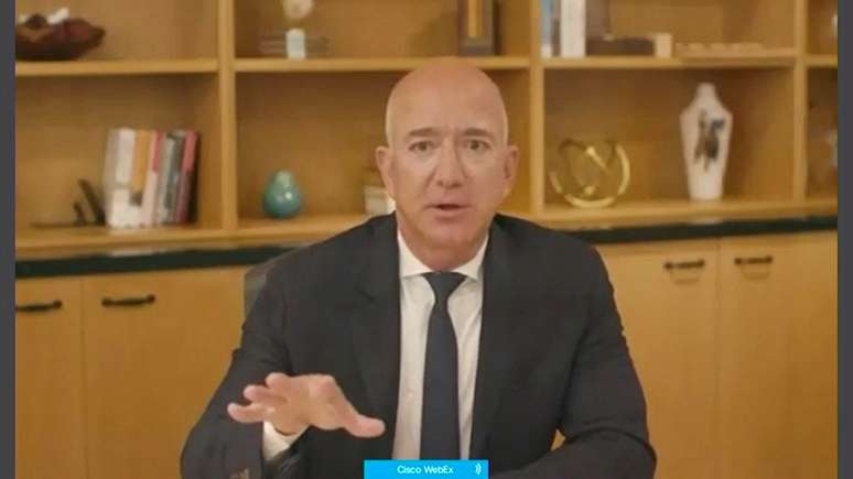 Presidente da Amazon, Jeff Bezos. 29/7/2020. U.S. House Judiciary Committee via REUTERS