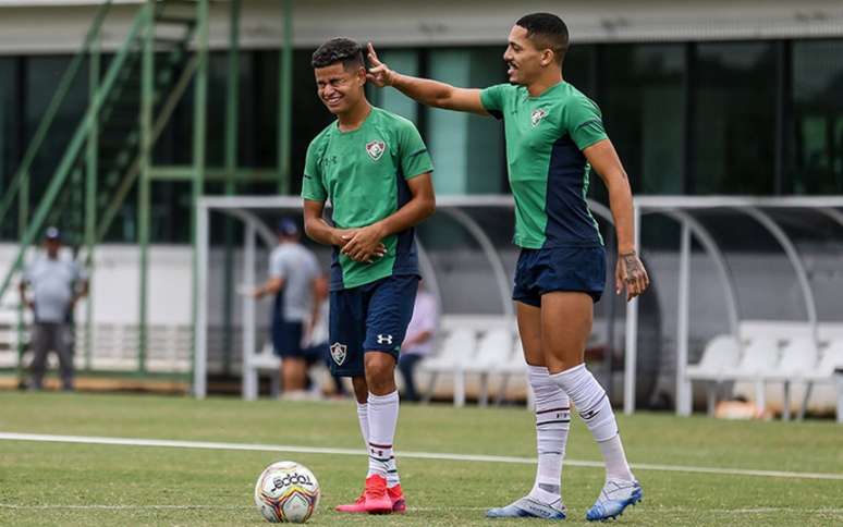 Gilberto e Miguel em treinamento do Fluminense (Foto: Divulgação/Fluminense)