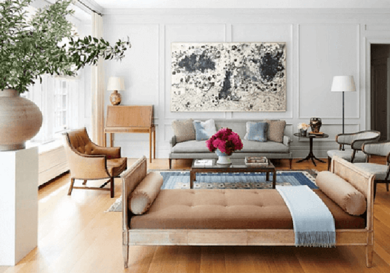 3. Div&atilde; recamier na sala de estar &ndash; Via: Pinterest