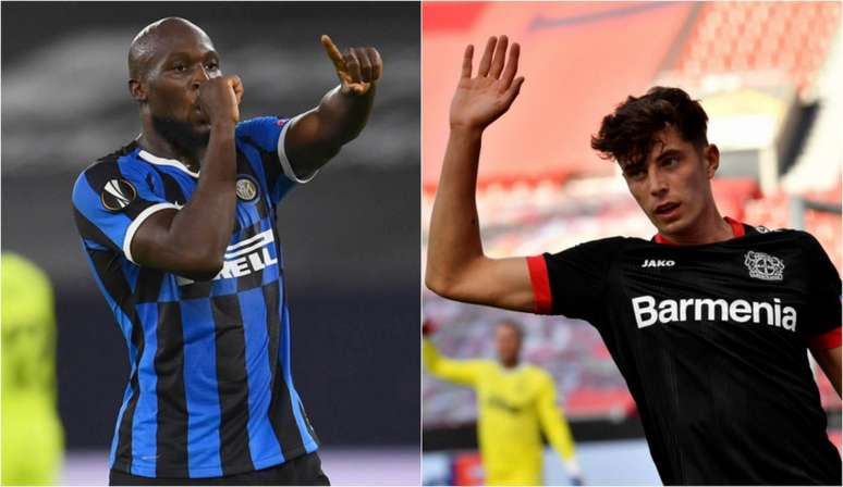 Lukaku e Havertz são os principais nomes de Inter e Bayer (Foto: Divulgação / Inter de Milão / Site oficial; Martin Meissner / AFP)