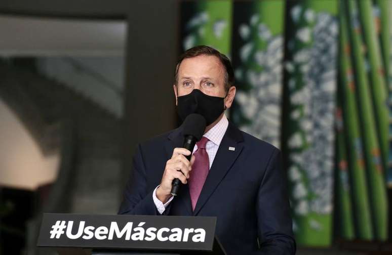 O governador de São Paulo, João Doria (PSDB), em entrevista coletiva no Palácio dos Bandeirantes