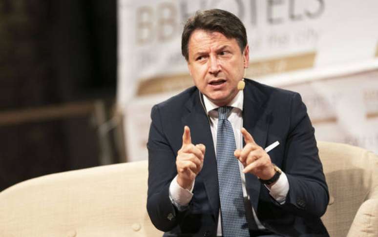 Primeiro-ministro Giuseppe Conte participa de evento em Ceglie Messapica, no sul da Itália