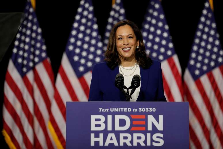 Candidata democrata a vice-presidente dos EUA, Kamala Harris
12/08/2020
REUTERS/Carlos Barria 