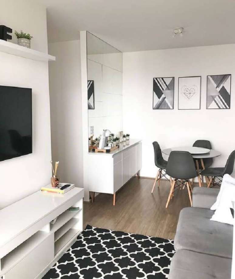 2. Cores claras ajudam na sensação de amplitude para a decoração de apartamento pequeno – Foto: Ideias Decor
