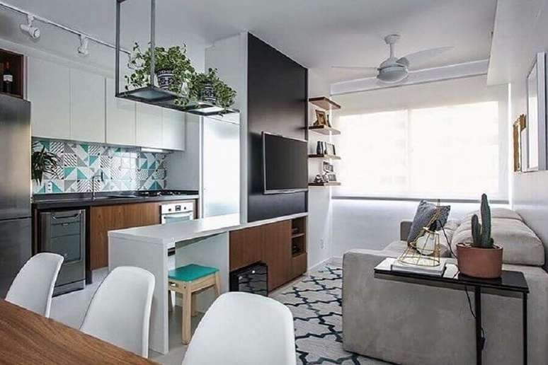 45. Ambientes integrados para decoração de apartamento pequeno – Foto: Viajando no Apê