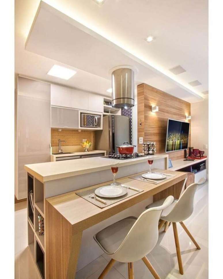55. Móveis planejados para decoração de apartamento pequeno em cores claras – Foto: Construção & Design