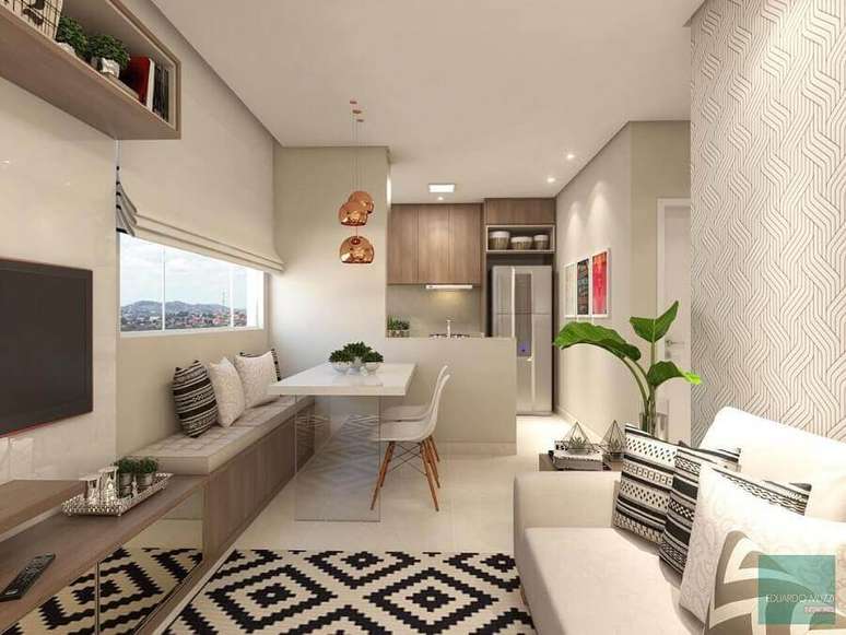 4. Os móveis planejados podem ser o grande diferencial na sua decoração de apartamento pequeno – Foto: Pinterest