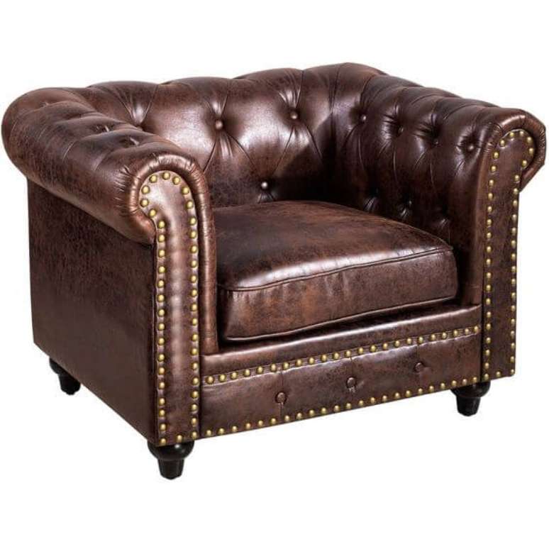 60. Poltrona chesterfield couro marrom &ndash; Via: Athome