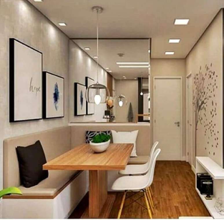 5. Os espelhos podem ajudar na sensação de amplitude visual do apartamento pequeno – Foto: Simples Decoração