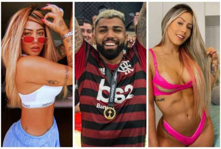 Rafaella, Gabigol (atacante do Flamengo) e DJ Allana agitaram os torcedoes nesta sexta-feira (Reprodução/ Montagem)
