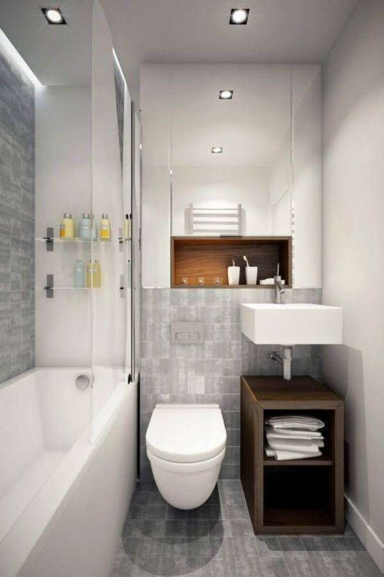 2. As cubas de banheiro suspensas são ótimas para ambientes compactos. Fonte: Wodfreview