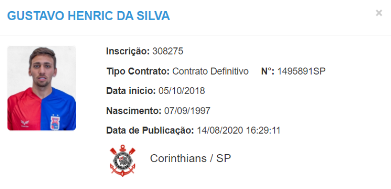 Gustavo foi registrado no BID nesta sexta-feira (Foto: Reprodução)