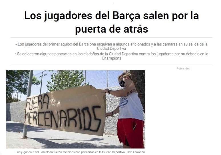 Foto: Diário Sport destaca protesto contra elenco do Barcelona – Foto: Reprodução