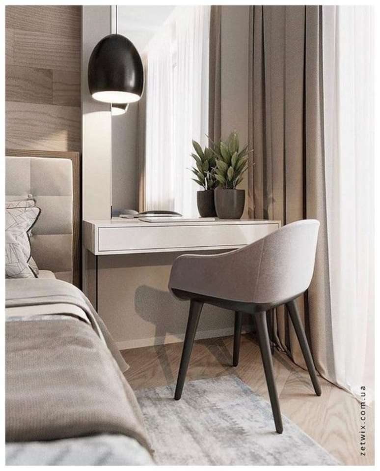 68. Penteadeira suspensa no quarto moderno &ndash; Via: Pinterest