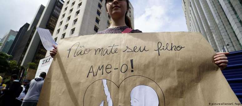 Protesto antiaborto em 2018, em São Paulo