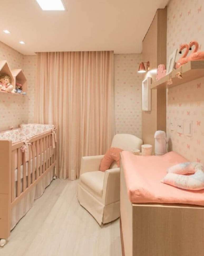 4. Decoração de quarto de bebê pequeno e estreito – Foto: Pinterest
