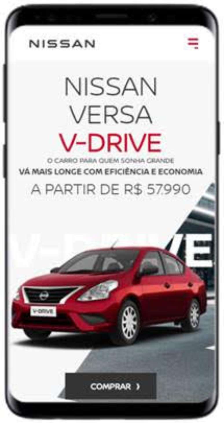 Nissan Versa V-Drive passa a ser vendido em jornada 100% on-line. Sed&atilde; compacto parte de R$ 57.990 e tem motor 1.0 de tr&ecirc;s cilindros com 77 cavalos.