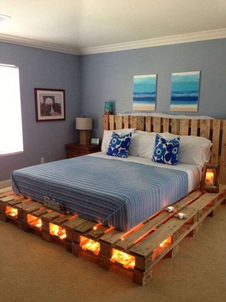 52. Cama de Pallet com iluminacao diferenciada – Via: The Hearty Soul