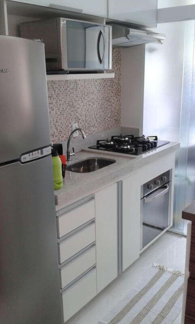 18. Procure por ideias de bancada para cozinha pequena que vão valorizar a sua decoração – Foto: E.S. Marcenaria