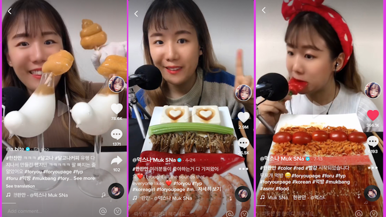 'Muk Sna', estrela do mukbang, publica vídeos comendo alimentos quase diariamente