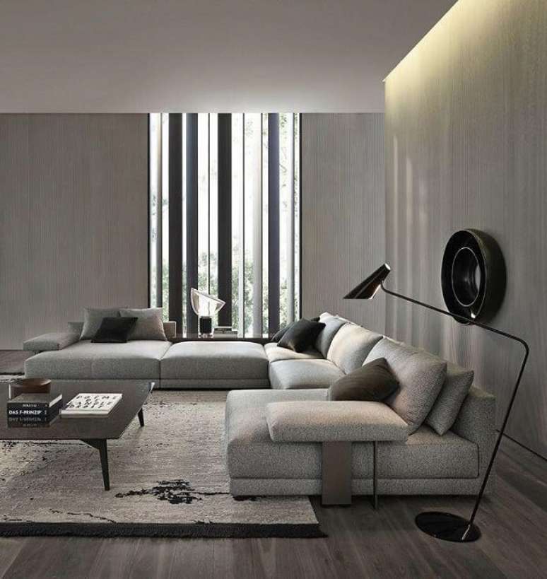 40. O design do sofá de canto cinza faz toda diferença no ambiente. Fonte: Pinterest
