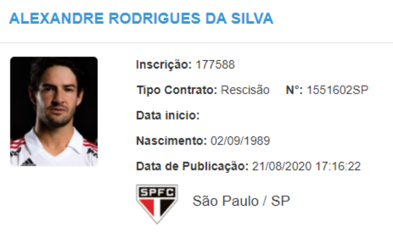 Rescisão de Pato no BID da CBF (Foto: Reprodução/CBF)