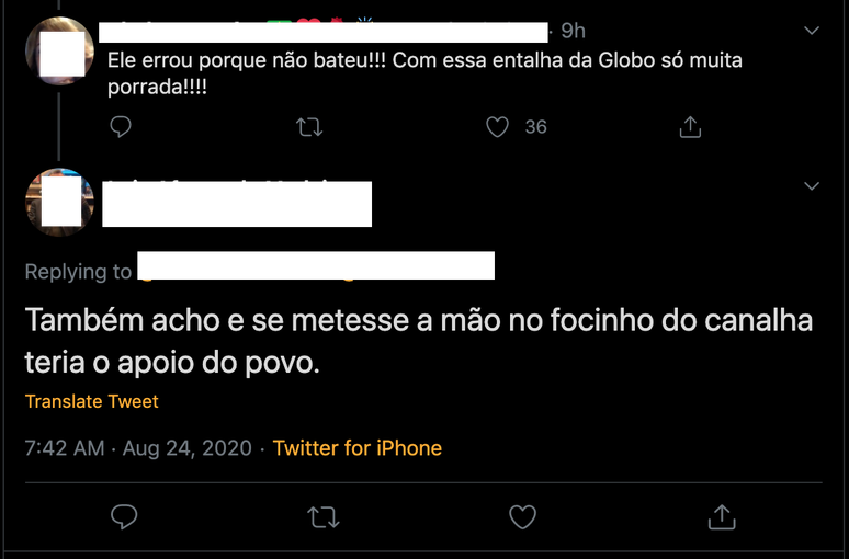 Reprodu&ccedil;&atilde;o de tu&iacute;te com ataque a jornalistas