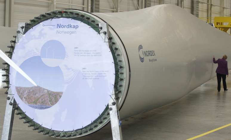 F&aacute;brica de turbinas e&oacute;licas da Nordex em Rostock, Alemanha 
18/08/2010
REUTERS/Tobias Schwarz