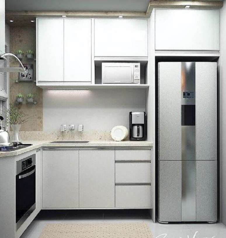 1. É possível encontrar modelos de armário pequeno de cozinha bem funcionais – Foto: Pinterest