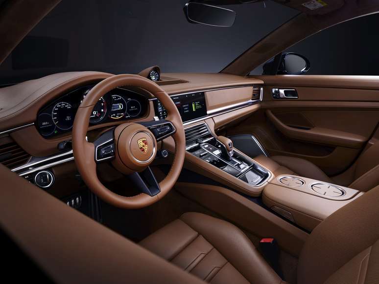 Interior do Panamera 4S E-Hybrid: conforto, sofisticação e tecnologia.