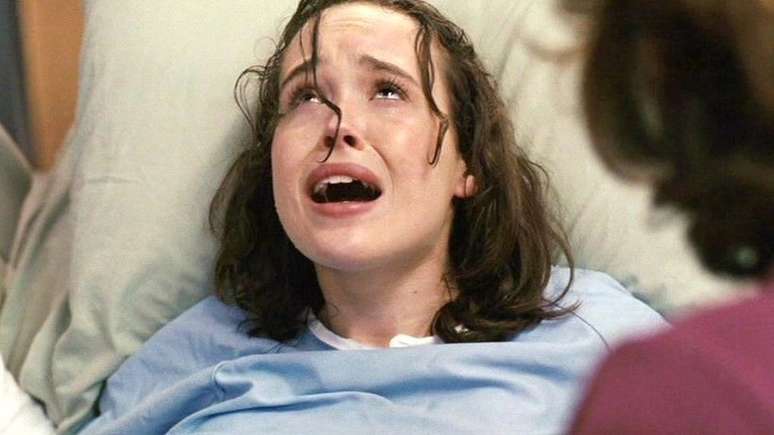 Ellen Page em 'Juno', durante uma cena de parto